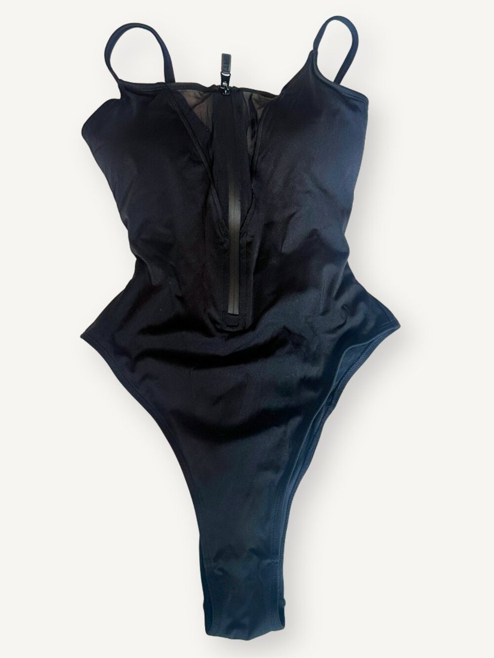 NWT TA3 Shaping Swimwear Hi Cut Zippy Size M Reg/Long in Black